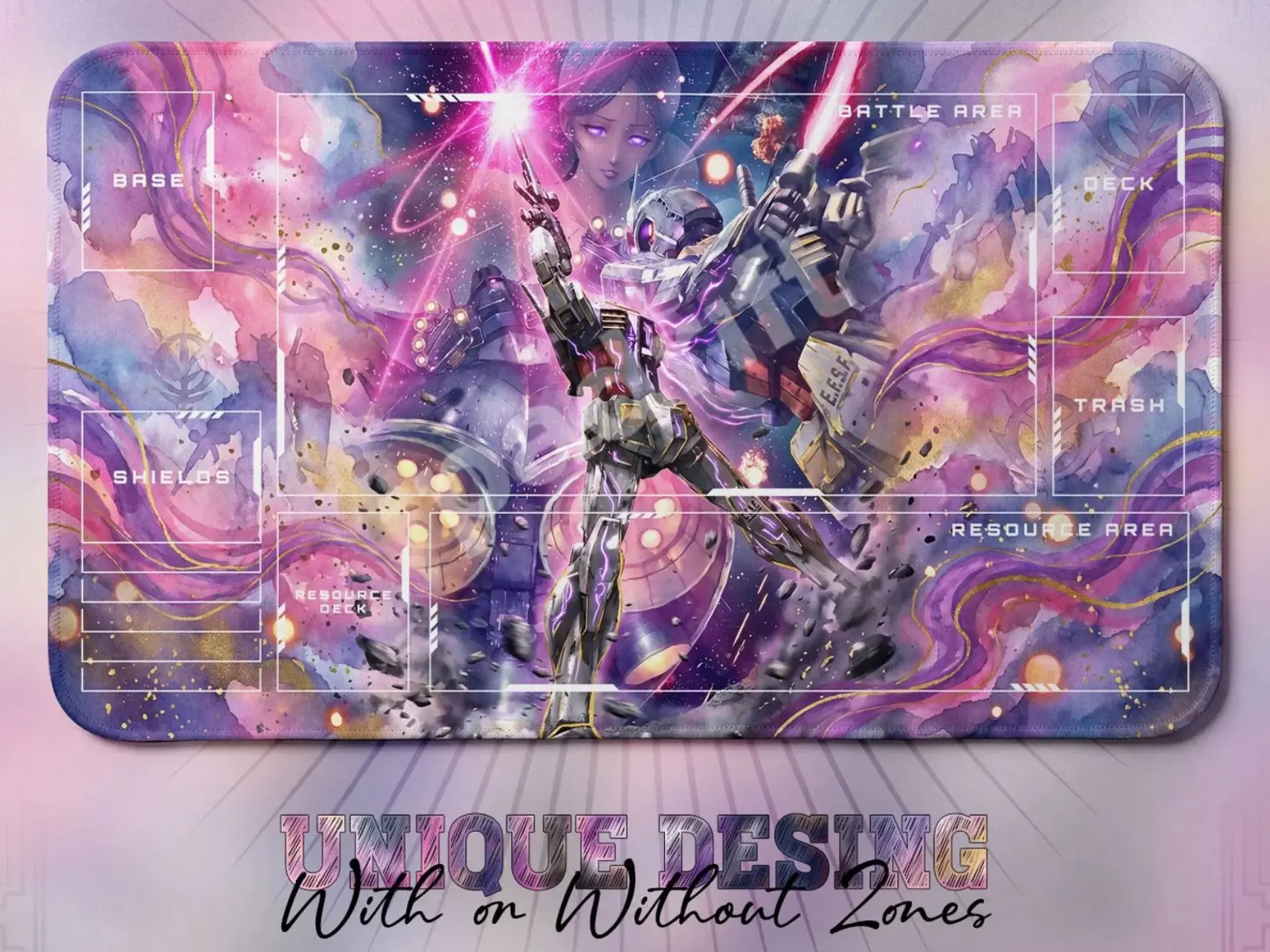 RX-78-2 Lalah Newtype TCG Playmat — Gundam Card Game Mat 24x14 Zones