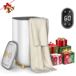 TEHANLD Large Towel Warmer for Bathroom - 35L Foldable Towel Warmer Bucket with LED Display  Fits Up to Two 40"X70" Oversized Towels, Bathrobes, Blankets, and More