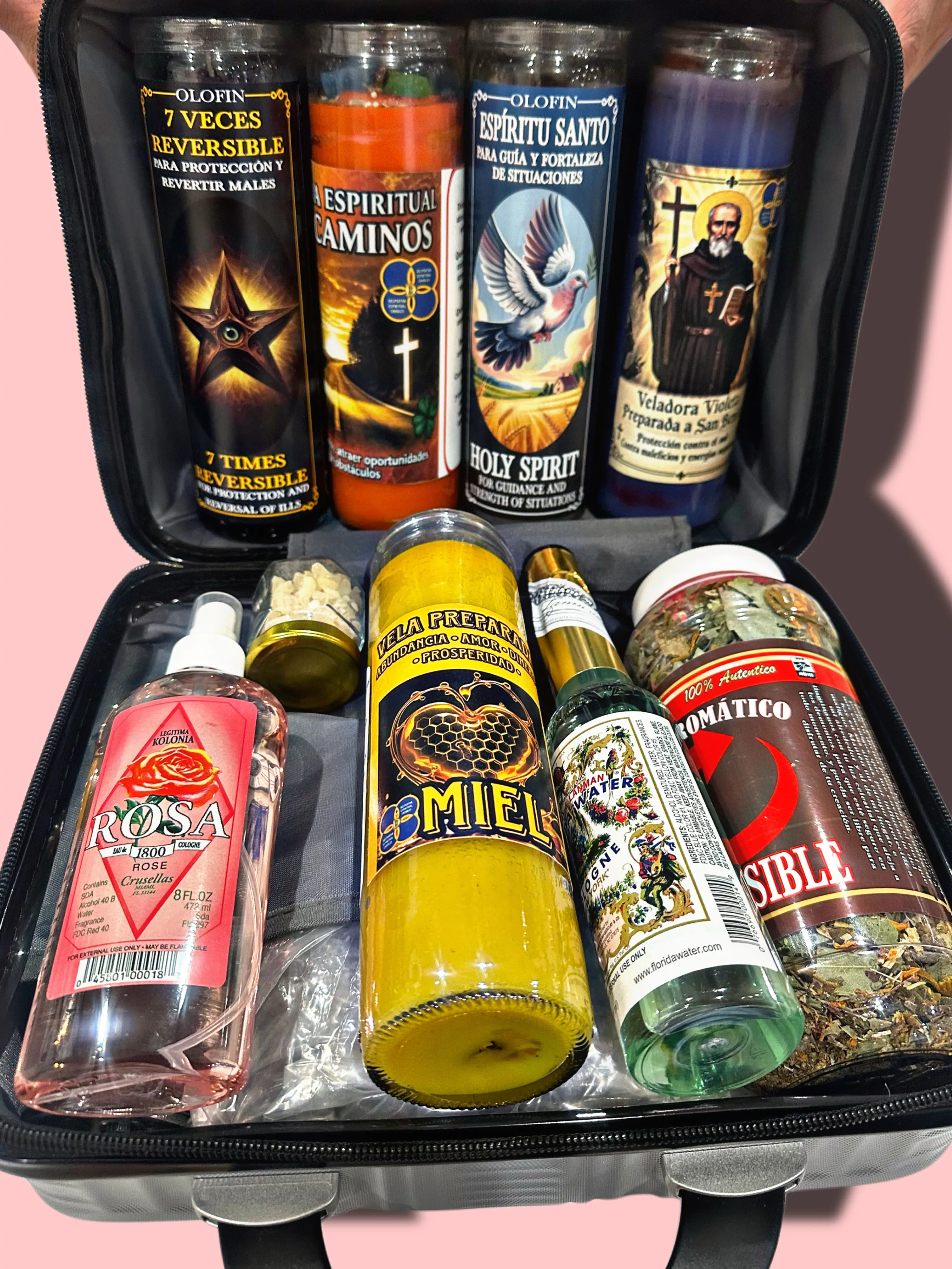 Proteccion Espiritual Premium Protection Meditation & Energy Cleansing Kit - Travel Case, Candles, and Essential Oils for Home Relaxation Candles