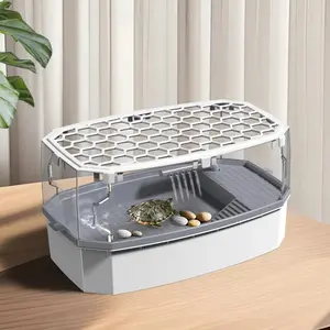 High - Transparency PC Turtle Tank with 5 - Layer Filtration & Full - Tank Circulation, Anti - Escape Reptile Terrarium/Habitat, Large Space for Brazilian/Razorback Turtles, Easy - Maintenance Ecological Turtle Box for Home/Office Decor