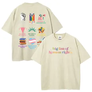 Big Fan Of Human Rights Freedom Shirt S~5XL Oversize Unisex Washed T-Shirt for Women and Men's Unisex Fit Batik Cotton Oversize Streetwear Menswear  Super Soft Pre-Shrunk