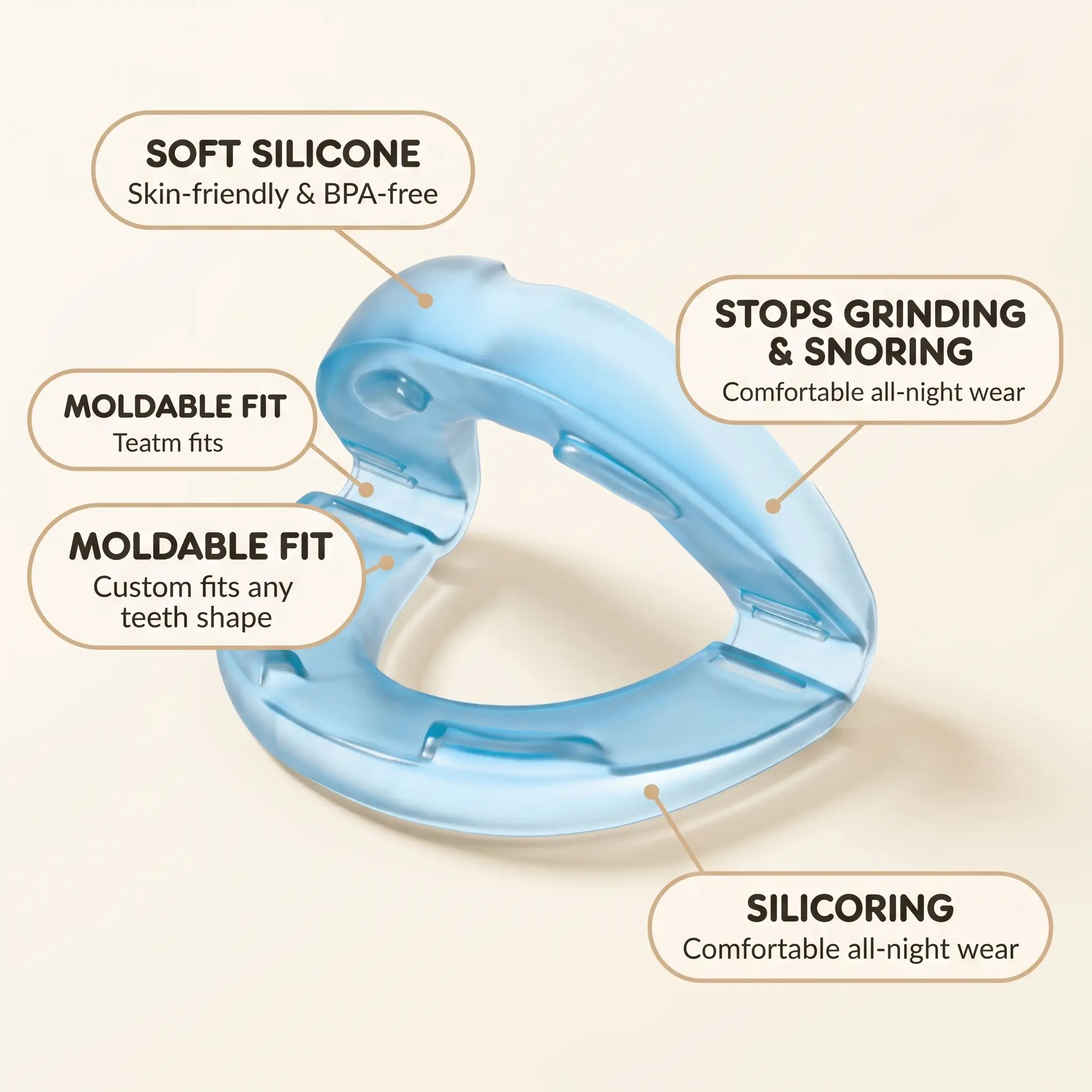 Adjustable Anti-Snoring Mouthpiece - Moldable Fit Snore Solution for Better Sleep, Nightguards for Grinding Teeth, Mouth Guard for Grinding Teeth at Night for Partner & Outdoor Use