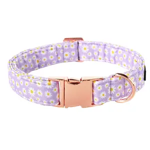 Lionet Paws Spring Floral Dog Collar - Heavy-Duty Flower Collar with Metal Buckle for Small to Large Dogs
