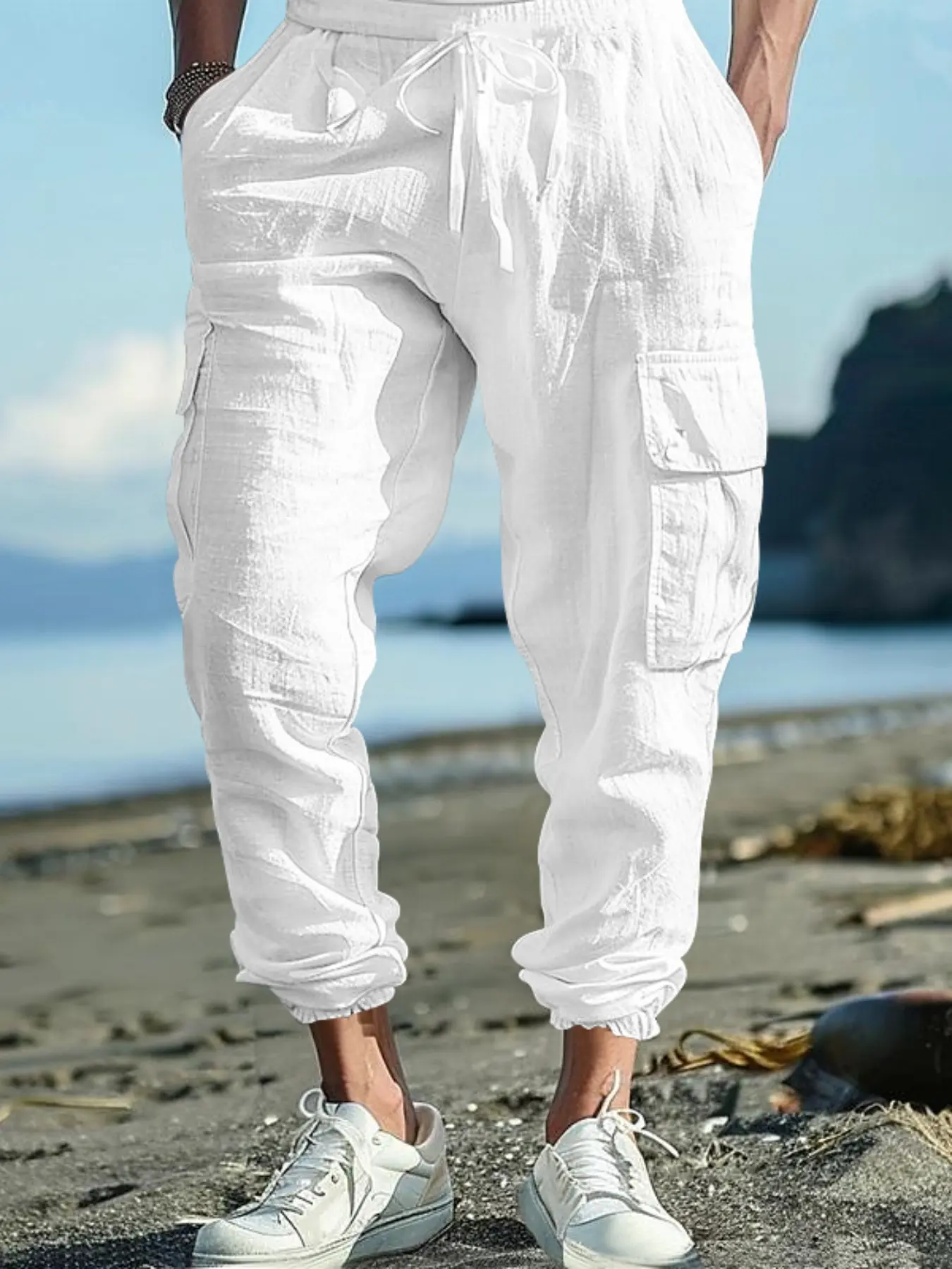 Men's Medieval Cargo Pants, Renaissance Viking Pirate Costume, Vintage Linen Trousers, Casual Fashion Pocket Fitted Pants, Ideal for Halloween & Cosplay Parties