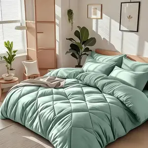 2/3pcs Comforter Set, 100% Microfiber Filling, Soft & Luxurious Warmth, Twin/Queen/King, 1 Quilt + 1/2 Pillowcases, Machine Washable, Must-Have Bedding for Winter Christmas Bedroom, Great Gift for Christmas & Valentine's Day & Weddings