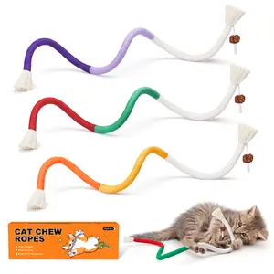 Potaroma Cat Toys Chew Ropes 3Pcs, Safe Teeth Cleaning Toy for Indoor Kittens, Calming Interactive  Kitty Toys