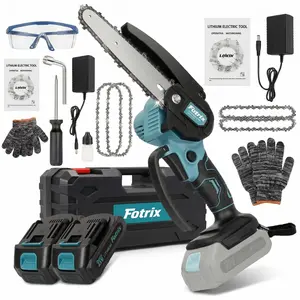 Mini chainsaw, 21V cordless 6-inch handheld brushless electric chainsaw for cutting wood, equipped with two lithium batteries, lightweight battery power, portable cordless saw for pruning, gardening, camping—ideal gift for seniors and women.