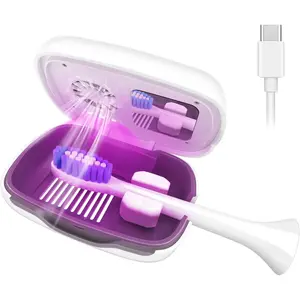 Toothbrush Covers Case and Holder with Light,Toothbrush San itizer Cover with Holder, Rechargeable Portable Toothbrush Cleaner Case, Toothbrush Box Fan with Dryer