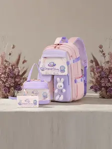 3pcs Set Rabbit Backpack with Large Capacity, Adjustable Shoulder Straps, Ideal for Students, Girl Backpack Bag, Durable Design, Backpack for School