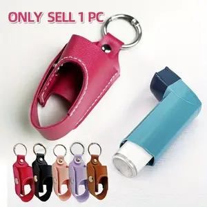 Faux Leather Inhaler Storage Bag, Portable Keychain, Keychain For Bags, Car Keychain, Outdoor Portable Inhaler Spray Bottle Cover, Lightweight & Anti-lost