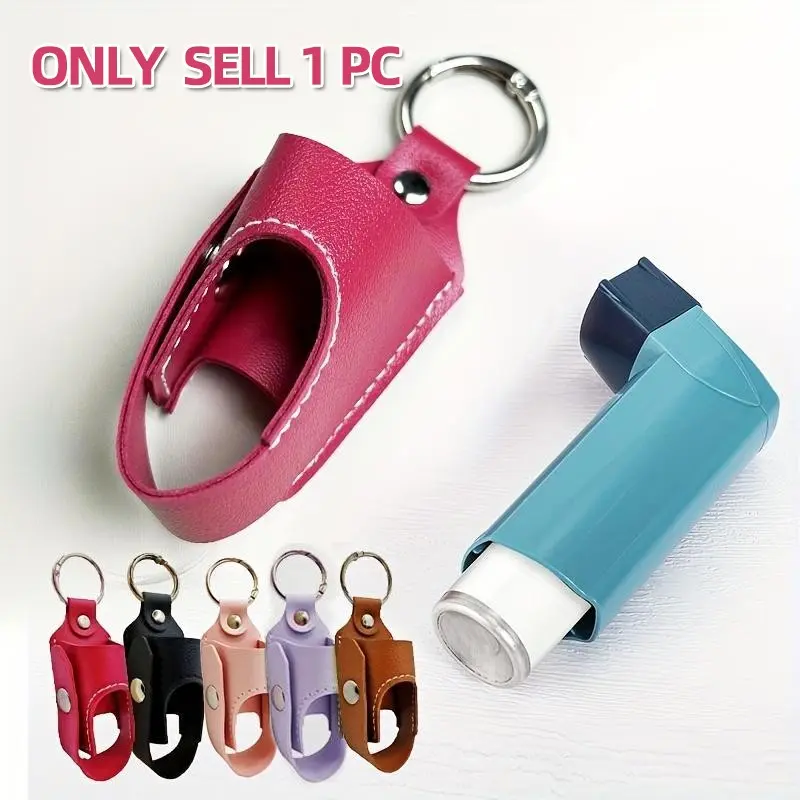 Leather Inhaler Storage Bag, Portable Keychain, Keychain For Bags, Car Keychain, Outdoor Portable Inhaler Spray Bottle Cover, Lightweight & Anti-lost