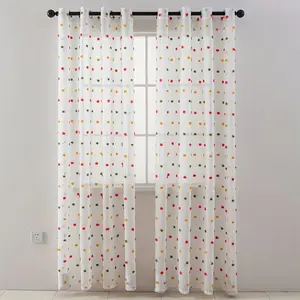 1pc Fresh Fun Colorful Polka Dot Curtains, Mesh Base with Multi-Color Small Dots, Casual Style for Kids' Room, Balcony, Living Room