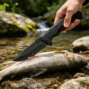 Rugged Heavy-Duty Stainless Steel Folding Pocket Knife - EDC Military Tactical Tool with Glass Breaker, Seatbelt Cutter for Self-Defense, Outdoor Camping Survival Activities