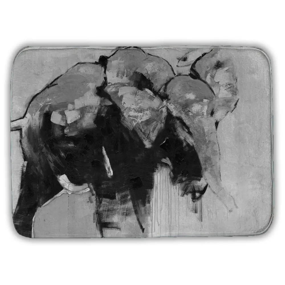 Non-Slip Microfiber Bath Mat - 17x24 in, 360 Stand, Modern Monochrome Abstract Elephant Design, Minimalist Bathroom Decor, Decorative Home Bathroom Supplies, Ideal Gift, Bath Decor