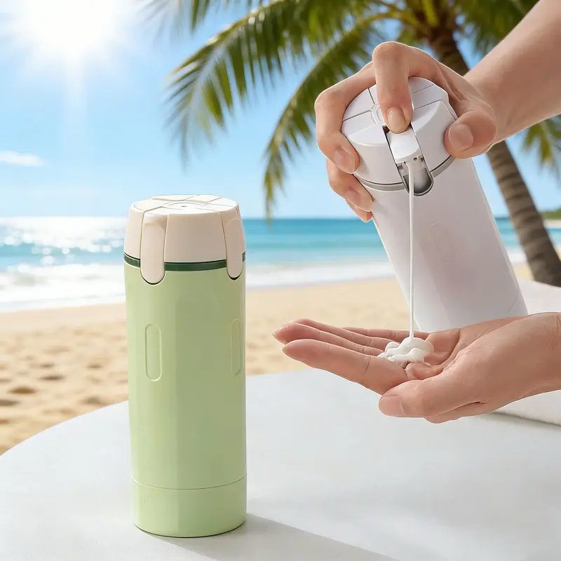 2-Pack Multifunctional 4-in-1 Plastic Storage Bottles & Jars, Travel-Friendly Portable Cosmetic Shampoo/Conditioner Dispenser, Lightweight Durable Compact Design for Easy Carrying, Ideal for Business Trips/Vacations (Green & White)