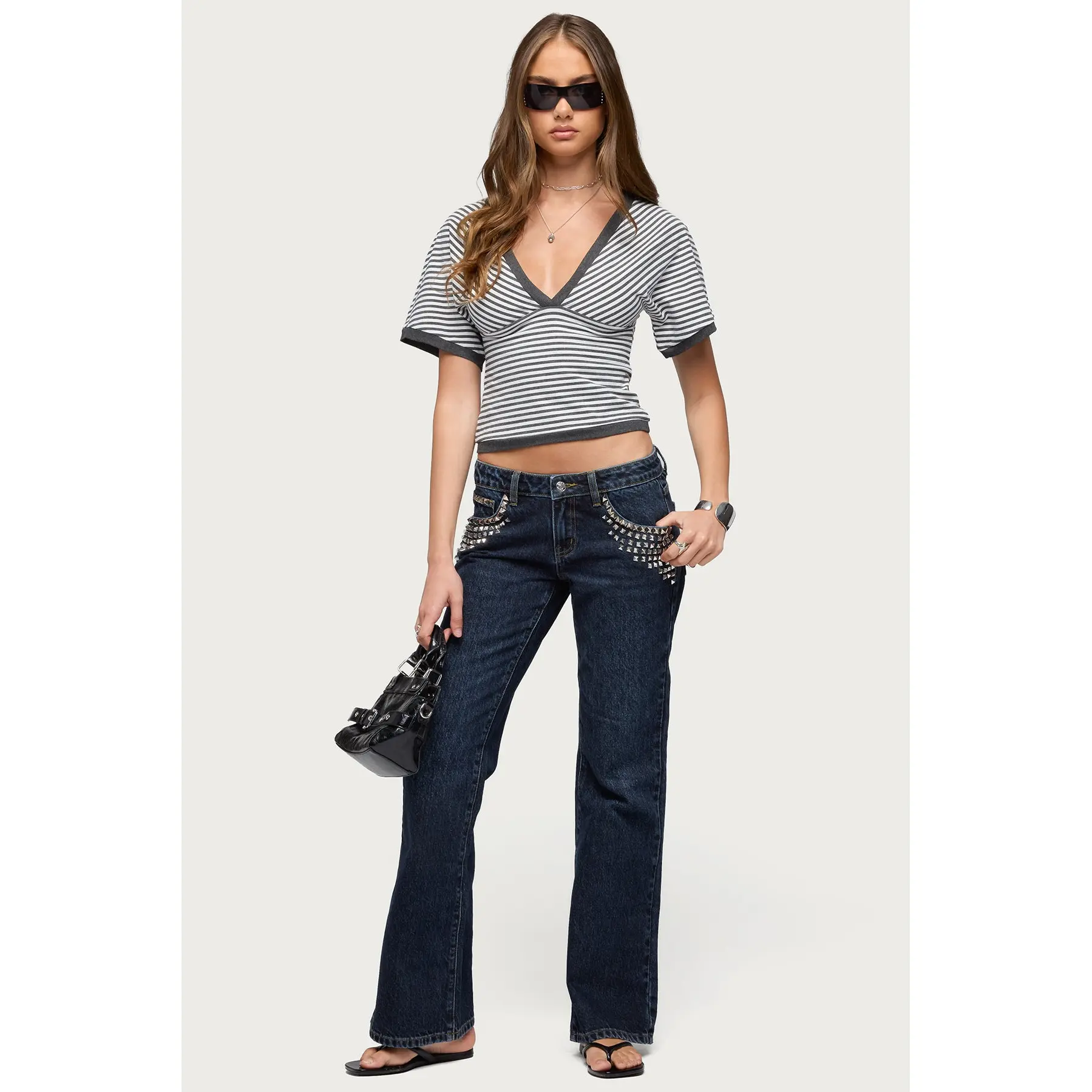 Tyler Studded Low Rise Bootcut Jeans
