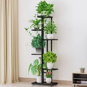 Tall 6 Tier Metal Plant Stand,Corner Shelf with Anti-Slip Pads for Multiple Potted Flowers,Indoor Outdoor Display Rack for Balcony,Garden,Patio,Black