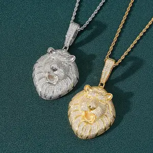MaxBling81 Unicorn Fashion Pendant Necklace - Metal-Plated Brass Lab Diamond, 18in/20in/24in Rope/Cuban Link Chain, Hip Hop Costume Jewelry Accessory, Fashion Pendants