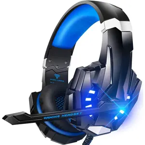 G9000 Stereo Gaming Headset for PS4 PC  One PS5 Controller, Noise Cancelling Over Ear Headphones with Mic, LED Light, 7.1 Surround Sound, Soft Memory Earmuffs for   Series X|S
