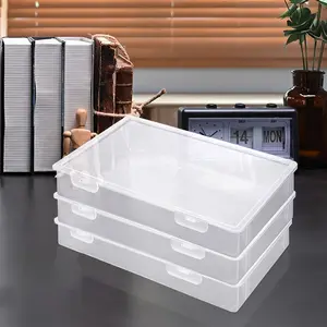 3pcs Transparent A4 File Storage Box with Lid, Portable Project Case, Desktop Paper Organizing Plastic Storage Box, File and Letter Protector, Scrapbook Paper Storage Box, File and Magazine Holder