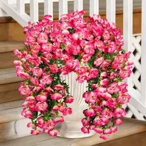 2Pcs    Artificial Hanging Decorative Flowers for Outdoors Decor, Fake Silk Hibiscus Long Trailing Vines, UV Resistant Realistic Flowers for Outdoor Decoration