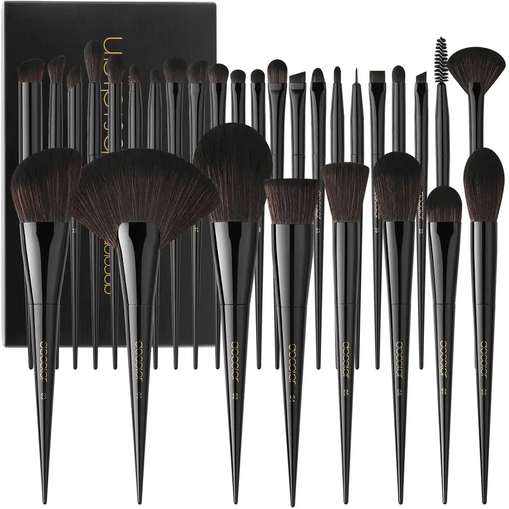 Docolor Obsidian Pro 30-in-1 Luxury Synthetic Cosmetic Brush Set - Includes Foundation Blending, Concealer, Eyeshadow Brushes for Artists & Experts, Blending Brush Foundation