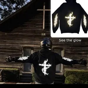 FTF Racing Reflective Hoodie – Biker Street Bike Tribal cross Graphic Sweatshirt Menswear Pullover Streetwear biker hoodie Unisex Cotton Sleeve