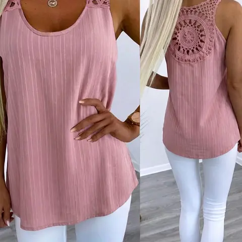 Plain Basic Sleeveless Everyday Breathable Summer Tank Top with Hollow Back, Plus-Size Casual Loose Cute Y2K Style Top for Summer Vacation and Daily Streetwear
