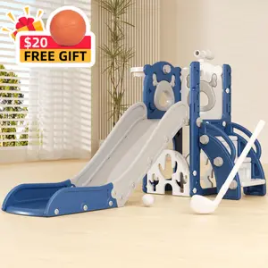 KORIMEFA 7 in 1 Toddler Slide, Kids Indoor Slide for Toddlers 12 to 36 Months, New Upgrade with Golf, Basketball Hoop for Indoor Outdoor Playset, Birthday Gifts for Toddler