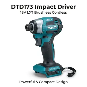 Makita DTD173 18V Cordless Impact Driver Kit Includes Battery  For Automotive And Construction Tasks power  torque brushless impact wrench powertools wood plastic durable tool rapid charger