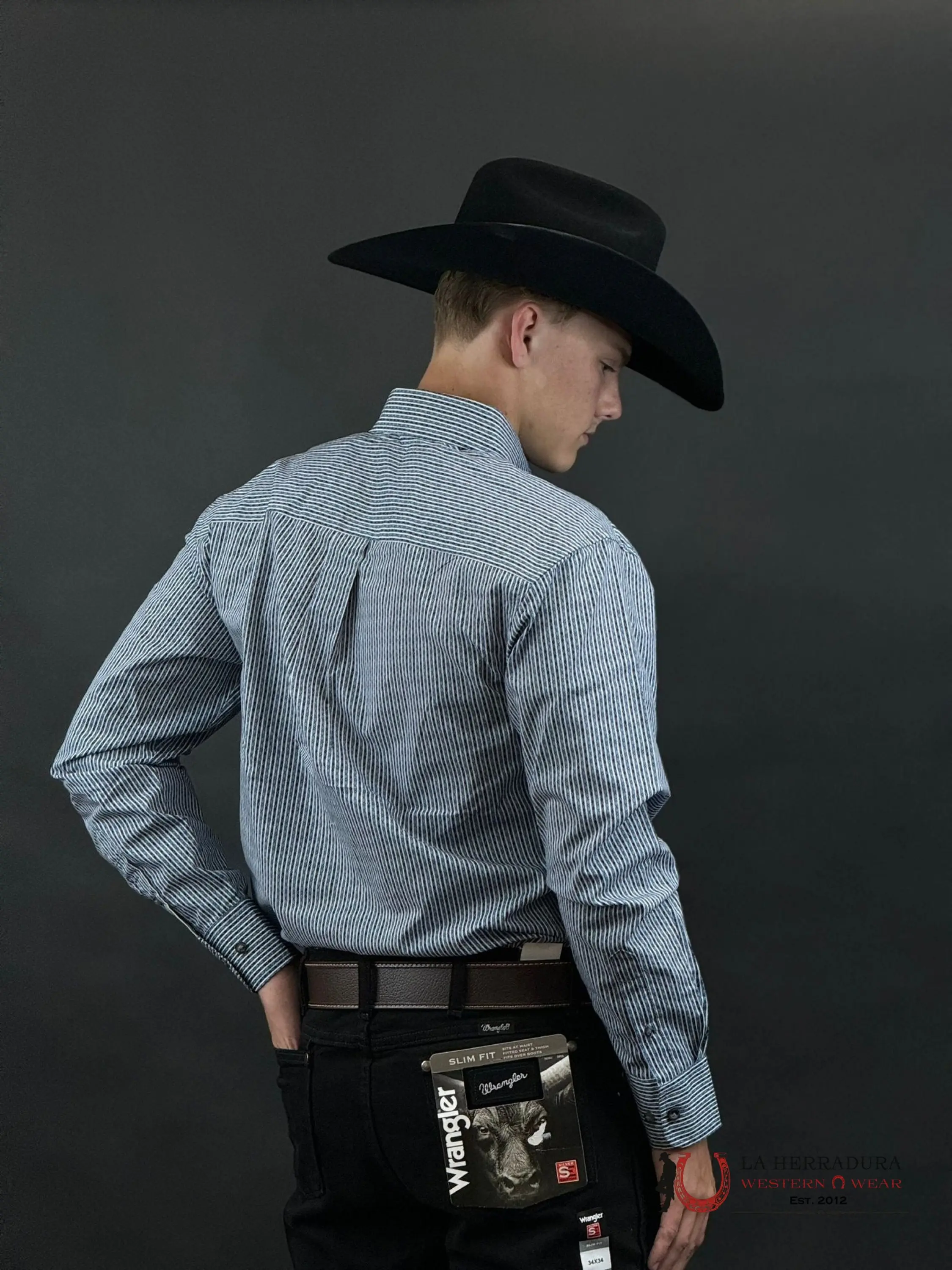 WRANGLER X PRINT TWO TONE BLUE LONG SLEEVE SHIRT 2415 WRANGLER X PRINT TWO TONE BLUE LONG SLEEVE SHIRT 2415