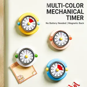 Mechanical Battery-Free Kitchen Timer - Magnetic Suction, Visual Alarm Reminder Device for Home, Party Gift Supplies