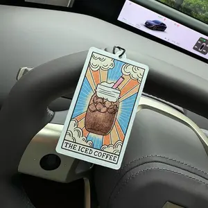 "the Iced Coffee" Tarot Card, Sustainable Freshness Car Air Freshener, Car Fragrance, Car Scents, Aromatherapy Scented Paper Pendant, for Rearview Mirror & Vent