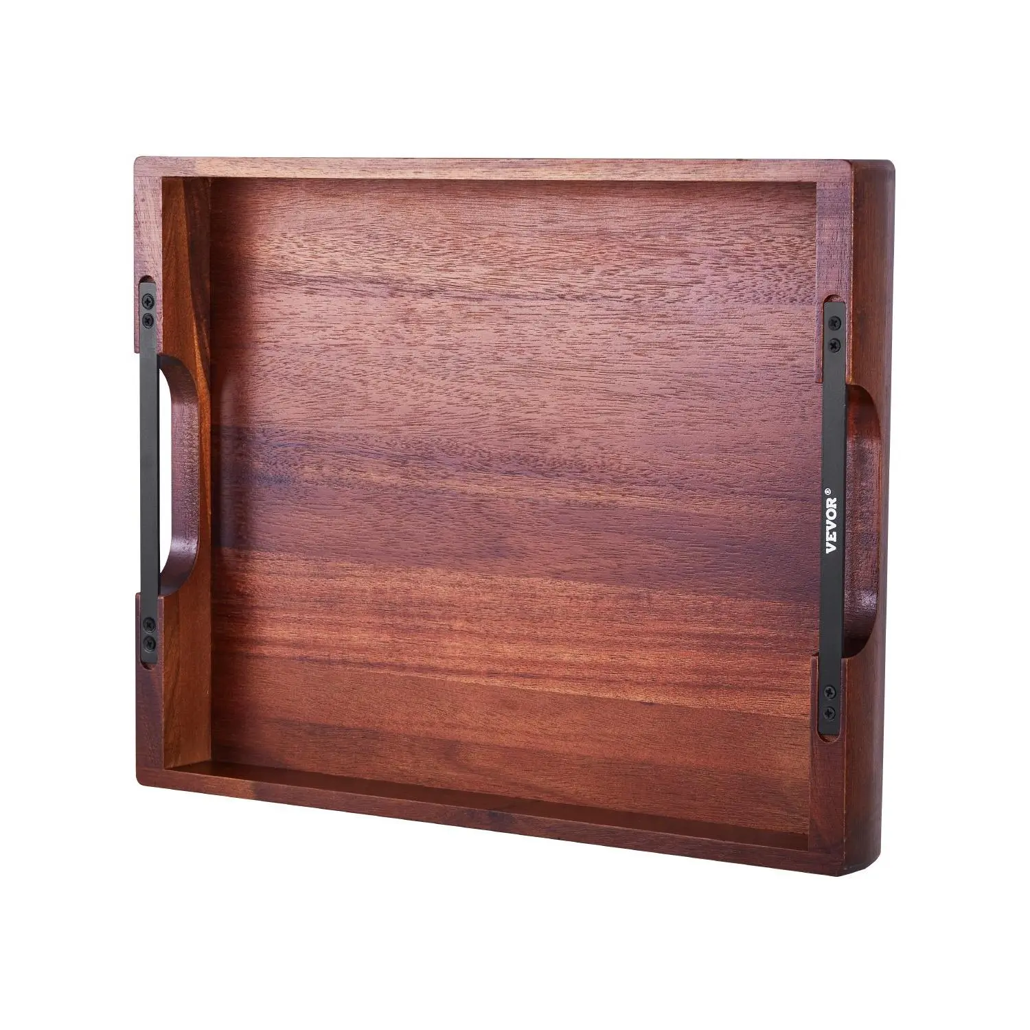 【Summerfinds】VEVOR Wood Serving Tray, Acacia Wooden Tray Board with Handles, Decorative Rustic Serving Trays Platter, Ideal for Breakfast in Bed, Lunch, Kitchen, Living Room, Ottoman, Coffee Table, Party, Couch Tableware Aesthetic