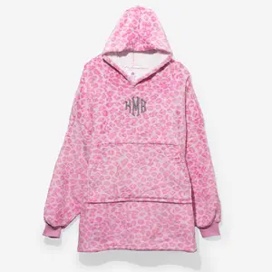 ML Marleylilly Monogrammed Blanket Hoodie with Front Pocket - Soft Plush Fabric for Women - Comfortable, Fits blanket hoodie