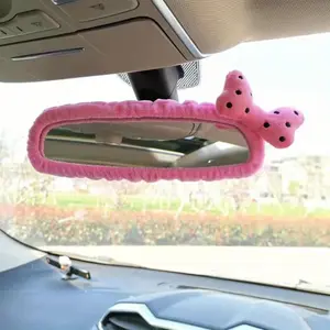 Cute Bowknot Design Car Rearview Mirror Protector, Car Interior Decoration, Soft Car Rearview Mirror Cover, Car Interior Accessories for Women, Car Accessory