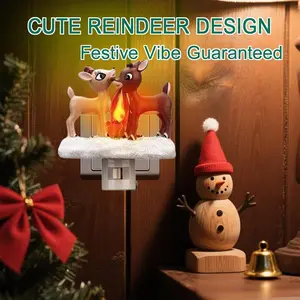 2026 Halloween Spooky Night Light,3D Halloween Light,Snowman Campfire Night Light,Christmas Eve Campfire Flickering Night Light,120V Plug-in Powered for Festive Ambiance