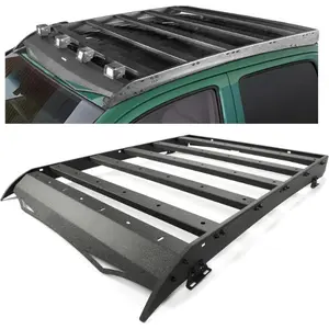 Top Roof Rack Compatible with 2005-2023 Toyota Tacoma 2 Gen 3 Gen Double Cab Models Steel Powder Coated Basket Luggage Cargo Carrier Basket 350LB W/O Light