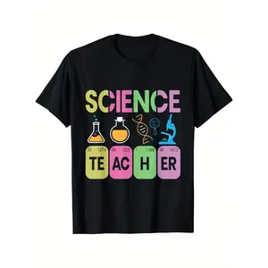 Science Teacher Funny Periodic Table Elements Graphic T-Shirt, Suitable for Unisex Personality Casual Round Neck Outdoor Short-Sleeved T-Shirt, Slightly Elastic, 100% Cotton, S-XXXL time  tee  shirt  backwards graphic tee Top