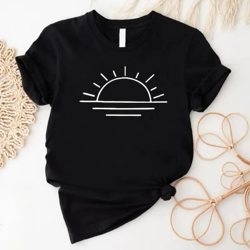 Sun T-shirt For Women, Sunshine Tee Shirt, Summer Shirt For Lady, Beach Shirts, Summer Positive Vibes Shirt, Gift For Her, Shirts For Women