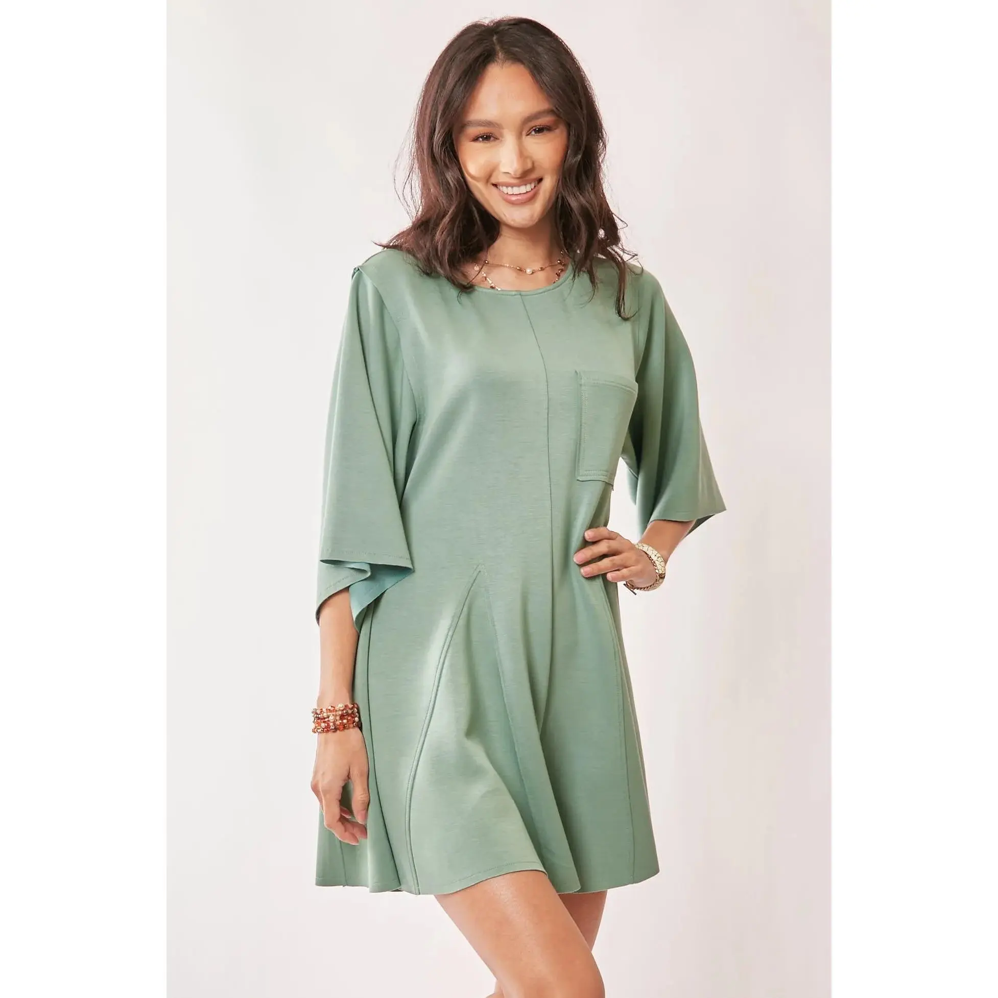Women's Davi & Dani Minimalist Solid Overalls - Draped Sleeves, Ties Back, Smooth Lightweight Hip Skort Romper, Basic