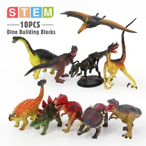 Mini Tudou 10PCS Dinosaur Figures Building Blocks Kit Educational DIY STEM Dino Puzzle Model  For Kids Ages 6-8-10-12 Gift