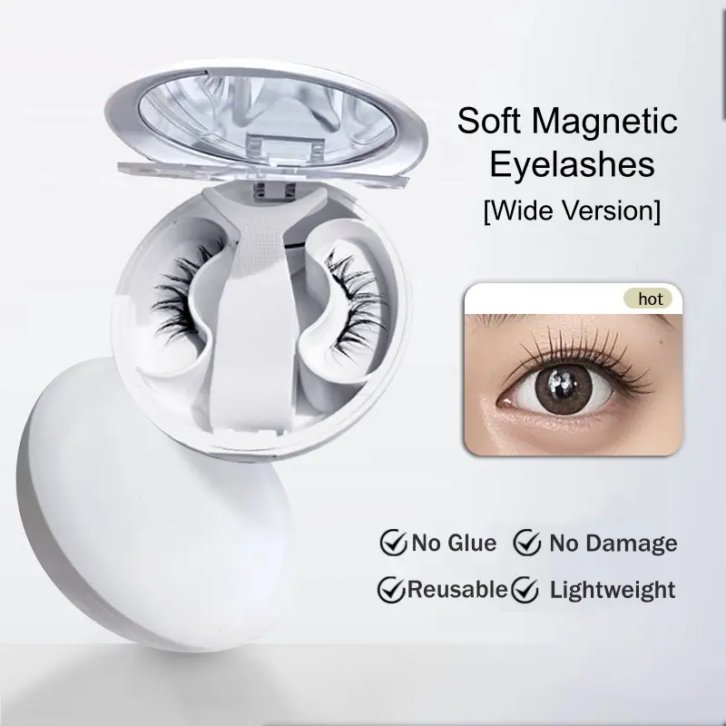 Soft Magnetic Eyelashes (Upgraded) All-in-1 Box – Natural-Look, Reusable, Glue-Free, Waterproof Safe, Lightweight, Long-Lasting False Lashes, Easy Application for Beginners, Natural Fit