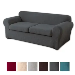 Love Seat Sofa Cover Soft 90% Polyester 10% Elastomer Fabric Machine Washable Elastic Jacquard Design for Living Room & Bedroom Sofas Home Decoration Full Coverage Protection