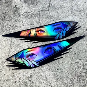 1PC  Anime Eye Style Car Sticker, Car Decals for Car, Motorcycle, Notebook, etc., Highlight Anime Colorful Trendy Style, Inject "Anime Elements + Laser Design" Trendy Anime DNA into Your Vehicle/Gear, Trendy Decoration Maximizes Eye-Catching Vibe