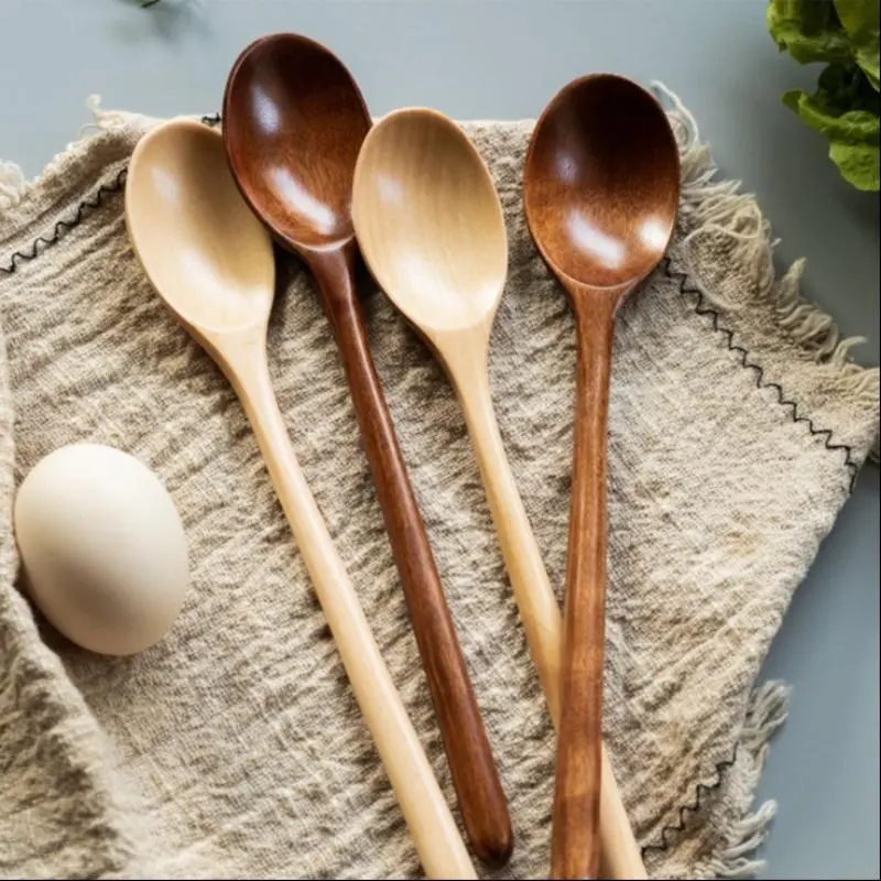Wooden Spoon, 1 Count Long Handle Soup Spoon, Household Wooden Tableware, Soup Spoon for Eating, Chinese Soup Spoons, Kitchen Utensils, Dinnerware Utensils, Home
