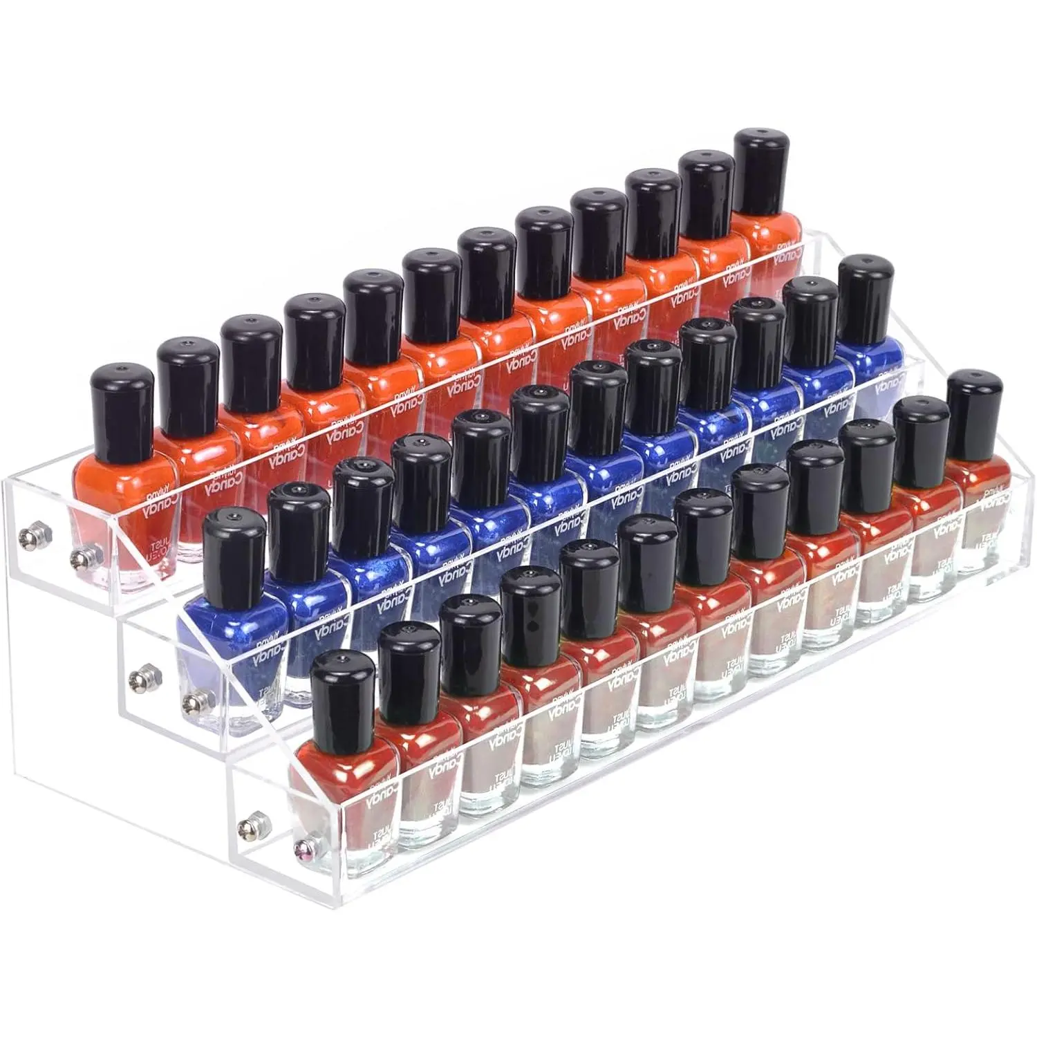 3 Packs Clear Nail Polish Organizer Holder Shelf Rack, Acrylic Display Stand For Sunglasses Paint Essential Oils, Makeup Holder, Nail Poliahes Storage to 36 Bottles (Fit 1-2oz Bottles)