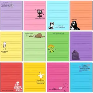 12 Funny Sticky Notes, 4x3 Inches Self-Adhesive Memo Pad, Novelty Reminders, Office Gift for Colleagues, Employee Appreciation Items, Office Supplies