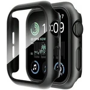 Buit In Tempered Glass Screen Protector- All Around Hard PC Protective Watch Case Ultra-Thin Cover For Apple Watch Series Ultra/SE/11/10/9/8/7/6/5/4, 38/40/41/42/44/45/46/49mm, Smart Watch Accessories