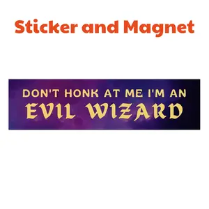Evil Wizard Bumper Sticker Funny Car Decal Waterproof Vinyl Bumper Magnet Retro Rainbow Design for Vehicles